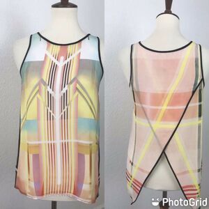 Clover Canyon Print Asymmetric Semi Sheer Tank Top